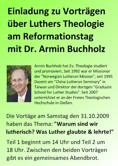 Einladung zu Luthervorträgen am Reformationstag