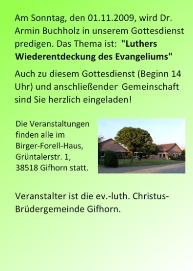 Einladung zu Luthervorträgen am Reformationstag 2