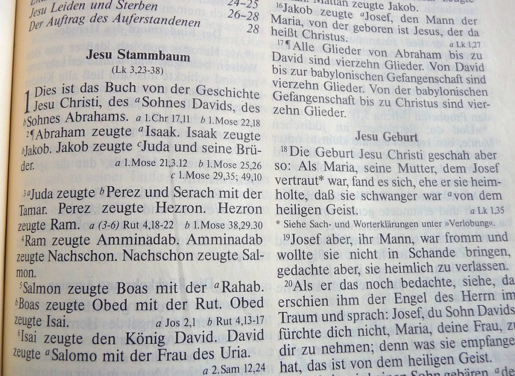 Stammbaum Von Jesus Im Matthaus Evangelium